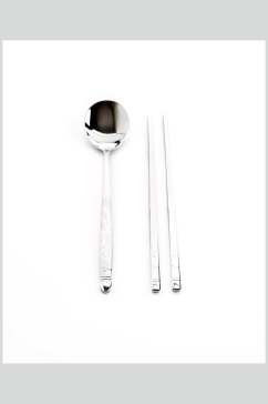 美食插画简洁食器勺子和筷子