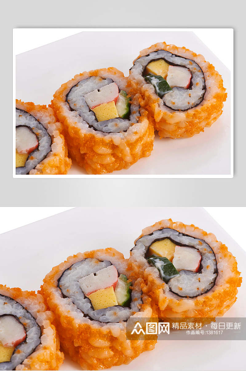 特写白盘寿司日式料理海报素材
