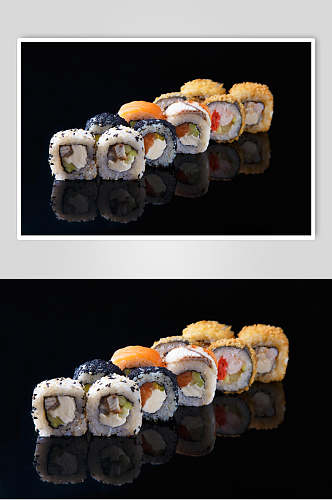 寿司美食黑底高级视觉摄影