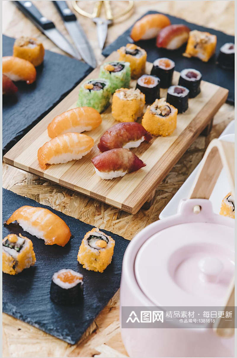 特写寿司摆盘日式料理海报素材