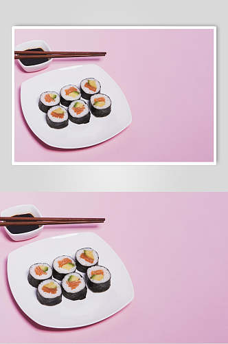 寿司美食六个小卷免抠背景