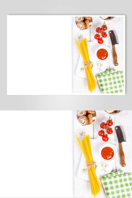 美食插画简洁食材刀面条桌布