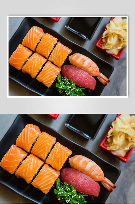 三文鱼寿司特写日式料理海报