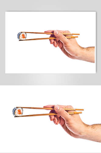 寿司美食手夹海苔小卷摄影图
