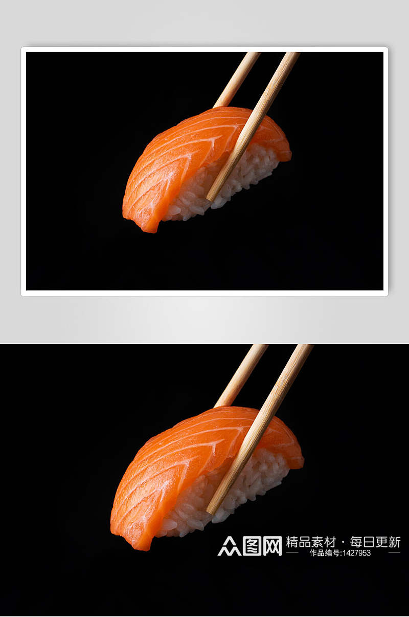 寿司美食一个三文鱼手握特写摄影图素材