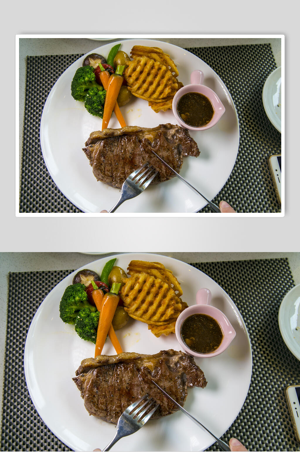 牛排实拍图西餐牛肉胡萝卜美食艺术海报素材