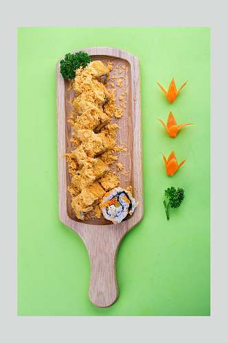 寿司美食小卷摆盘艺术视觉摄影图
