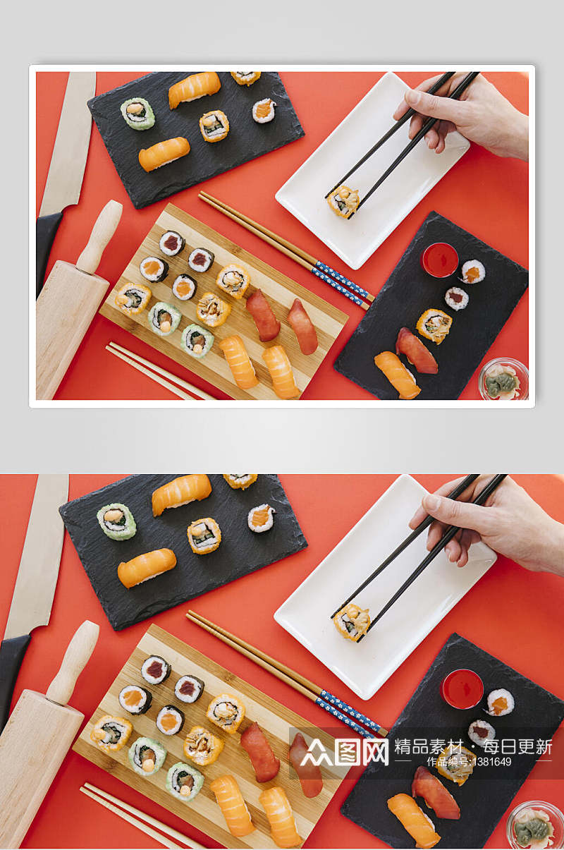 寿司摆盘特写日式料理海报素材