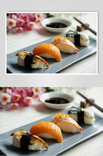 寿司美食精致手握摆盘艺术视觉摄影图