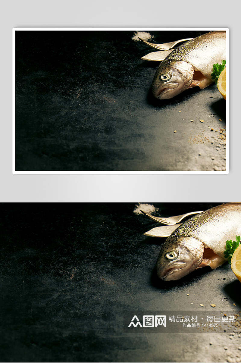 美食插画简洁待煮的鱼食材素材