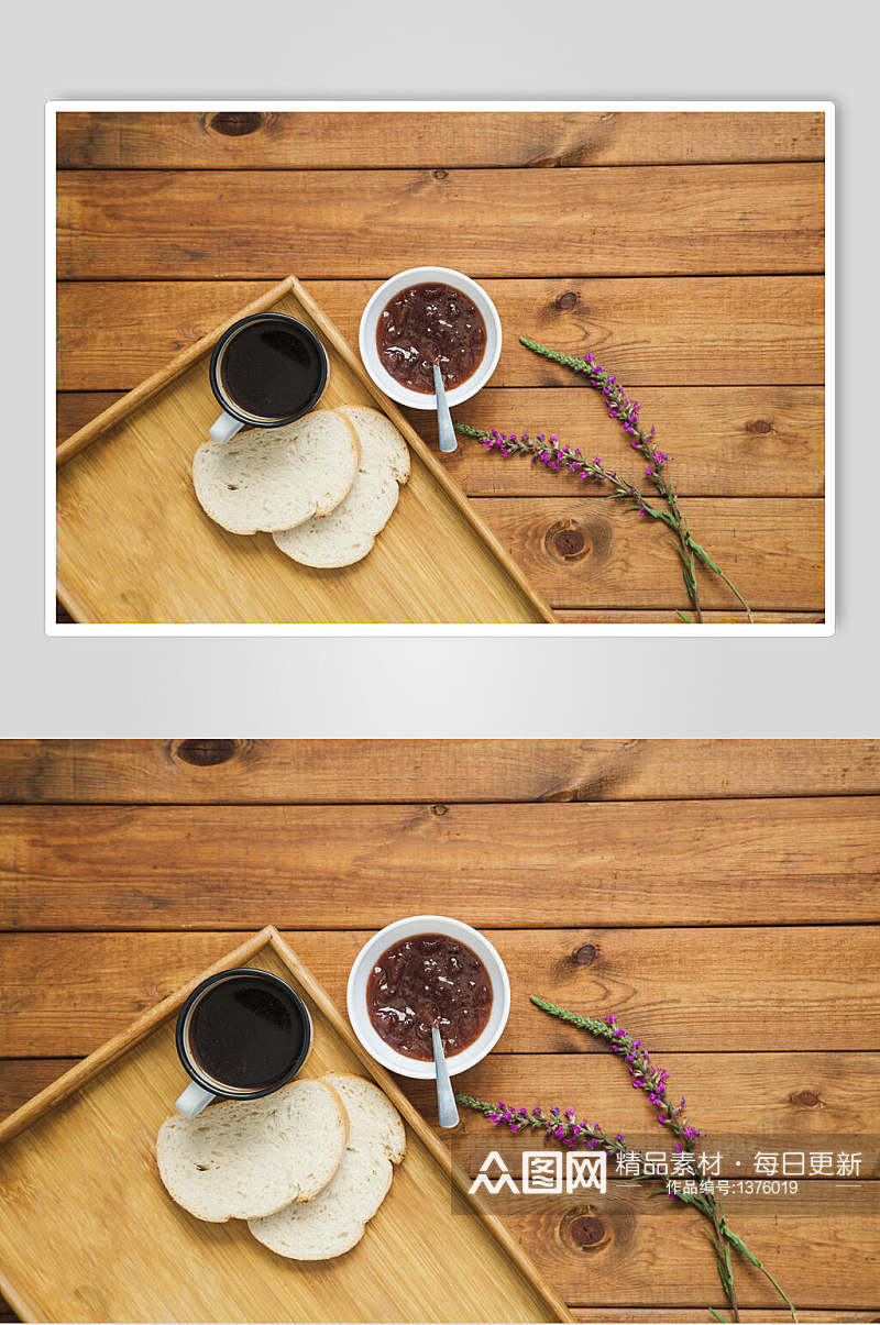众图网美食棕色面包咖啡花海报素材