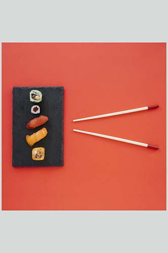 橙色系单盘寿司日式料理海报