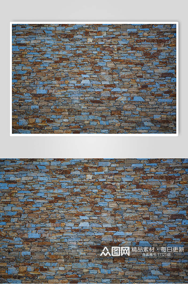 蓝色石头墙砖块贴图素材