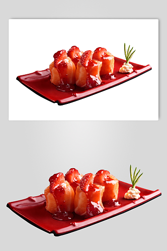 日式料理草莓卷堆糖高清素材