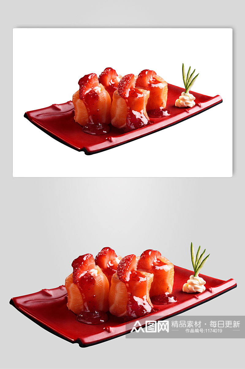 日式料理草莓卷堆糖高清素材素材