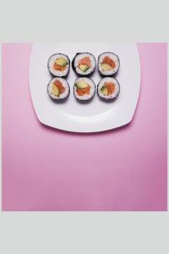 粉色底寿司日式料理海报
