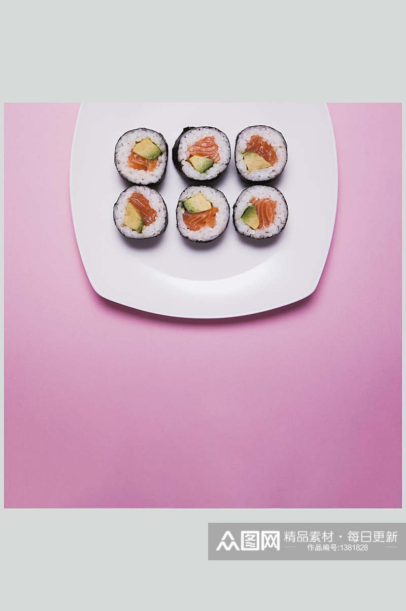 粉色底寿司日式料理海报素材