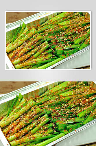 烤韭菜高清美食摄影图片