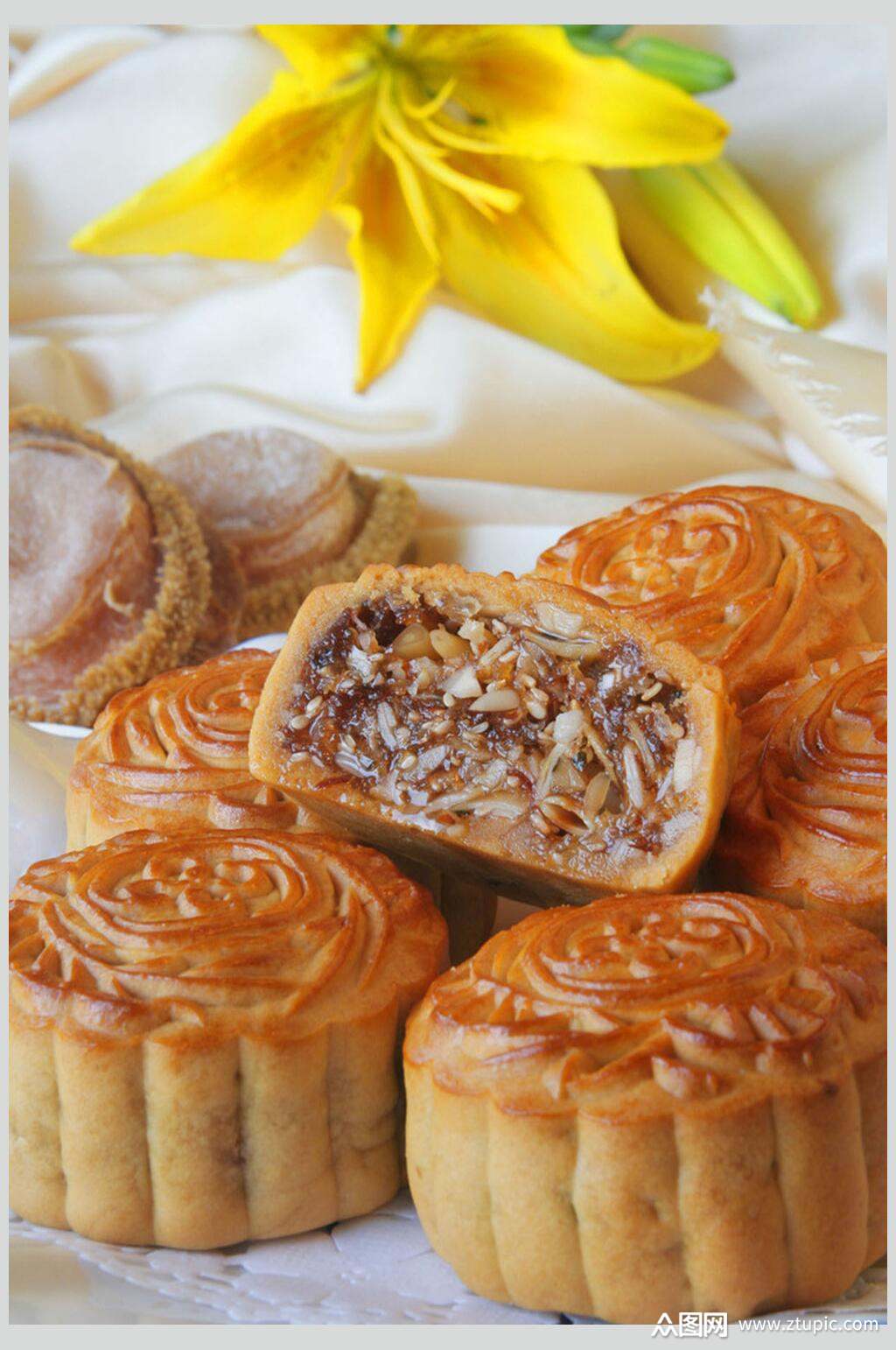 中秋月饼美食摄影图片