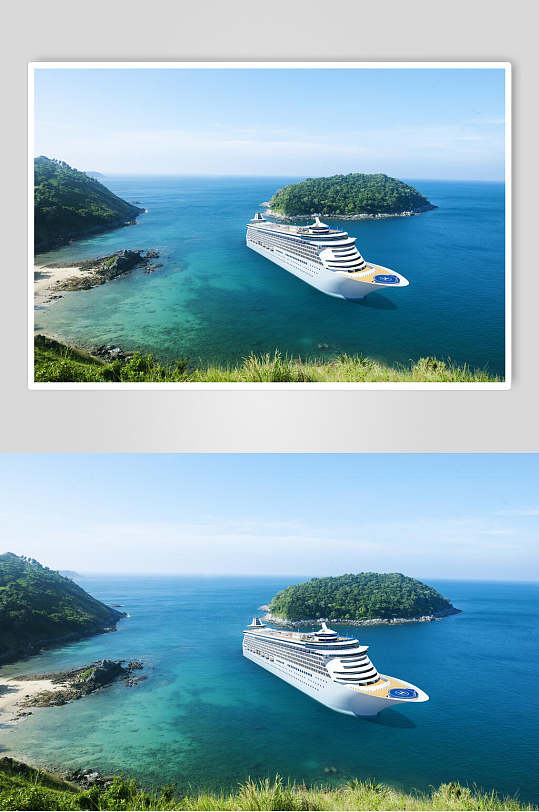 豪华游轮游船巨轮邮轮旅行轮船自然美景