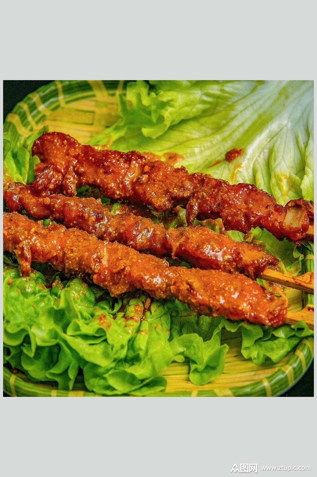 牛肉炸串烧烤美食图片