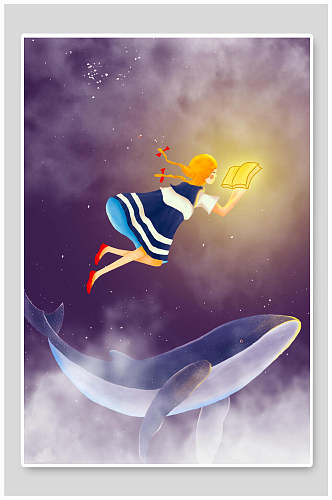 鲸鱼清新扁平世界海洋日海洋馆鲸鱼插画
