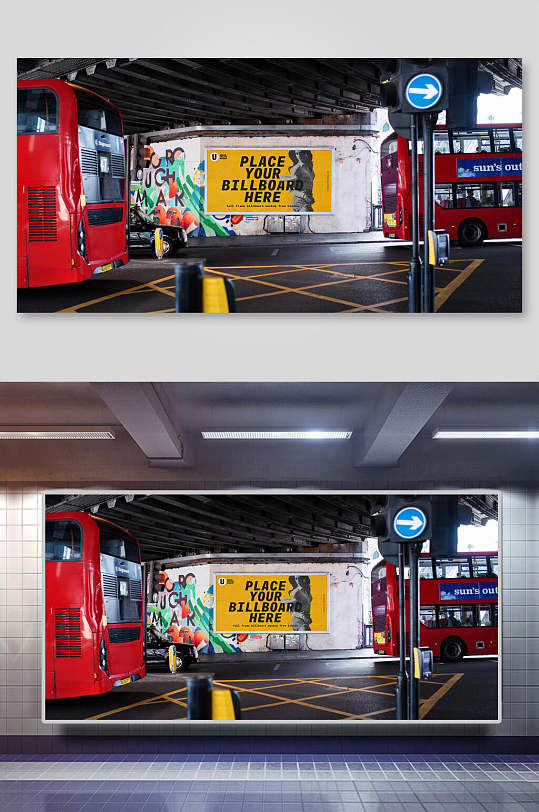 街头灯箱广告地铁商场公交车站广告牌贴图展示样机效果图