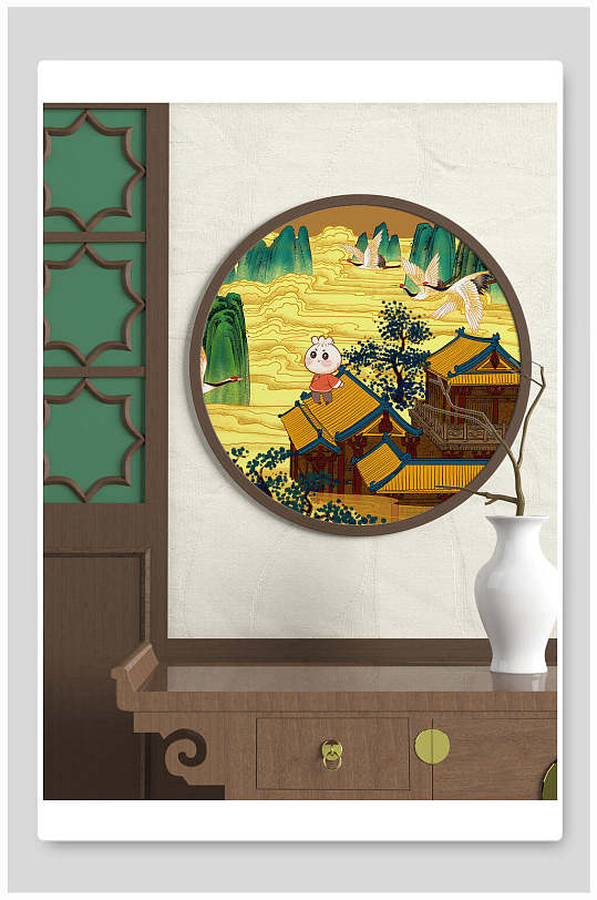 国潮中国风装饰画样机