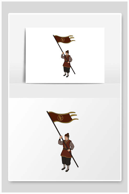 古代人物拿战旗插画元素