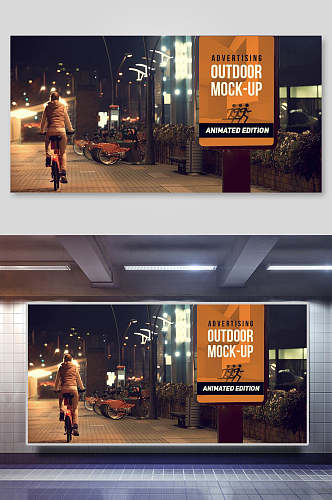 街头灯箱广告地铁商场公交车站广告牌贴图展示样机效果图