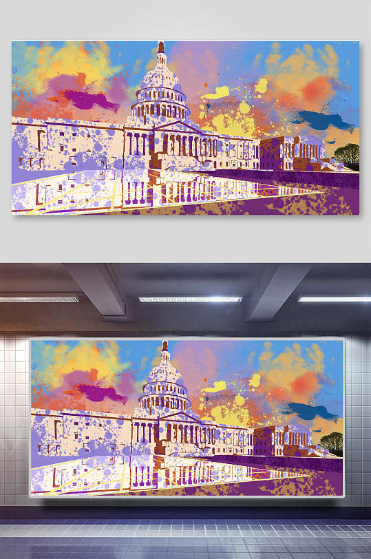 泼墨白宫建筑图片