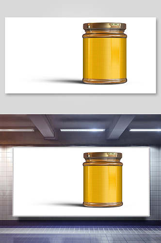 玻璃蜂蜜罐头瓶包装样机效果图