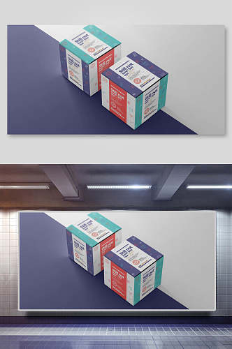 高端礼盒纸盒化妆品盒包装样机效果图