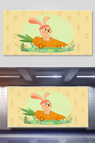 十二生肖兔插画图片