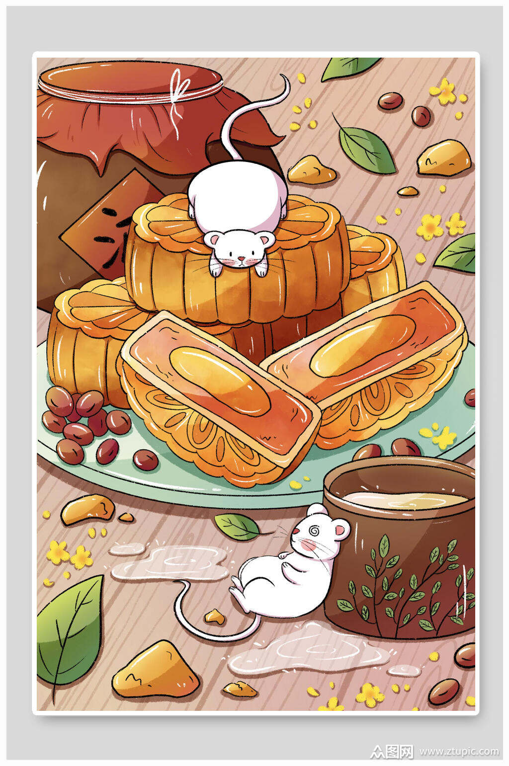 趣味中秋节插画设计素材