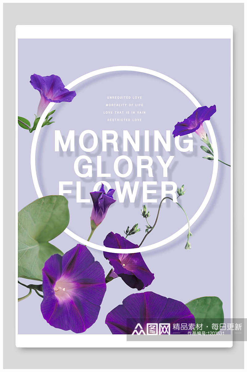 紫色喇叭花花卉创意节日海报设计素材