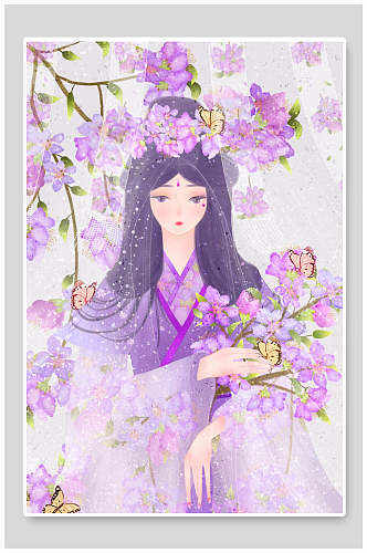 紫色仕女中国古风古装少女汉服