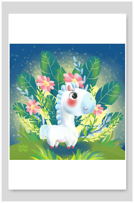 十二生肖马插画图片