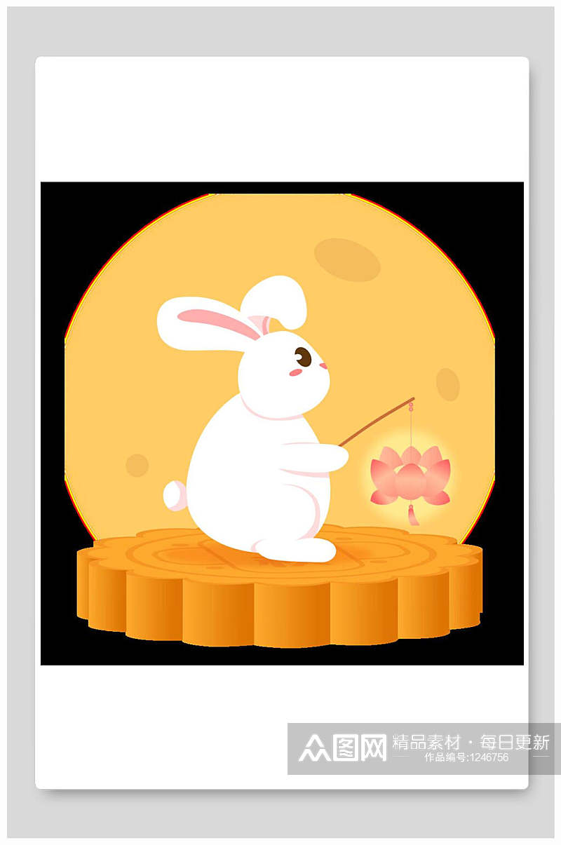 矢量中秋节兔子插画设计素材