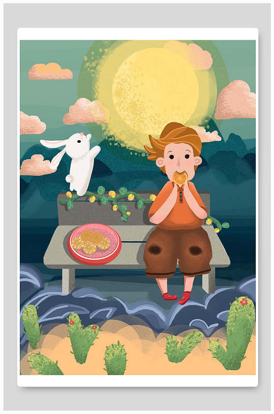 布偶线团创意手绘插画