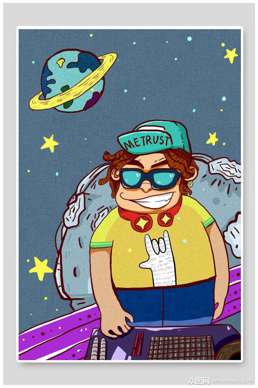 波普风涂鸦海报设计摇滚男孩rocker