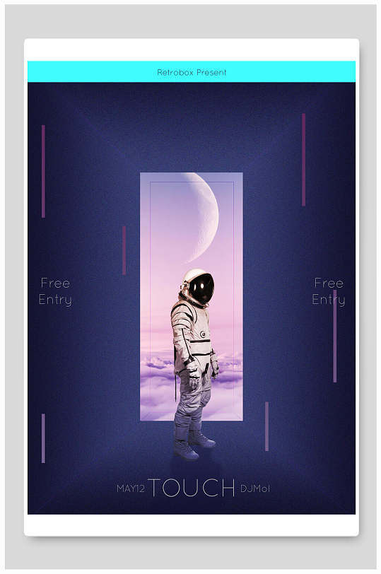 宇航员蒸汽波风格创意海报