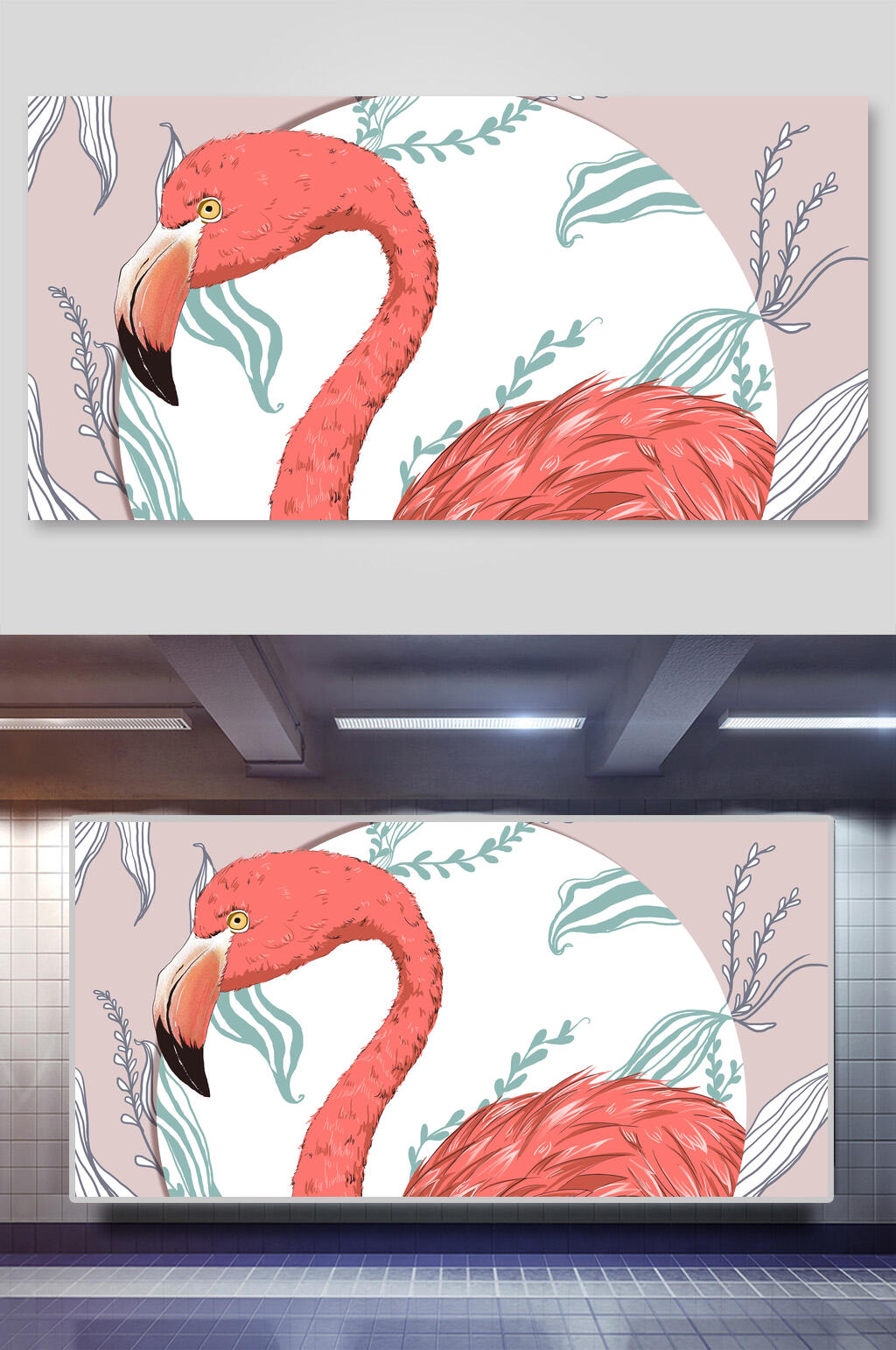 动物火烈鸟插画素材