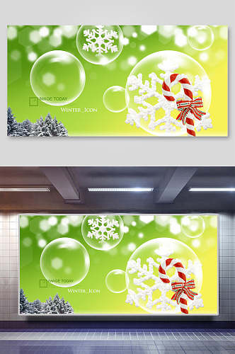 圣诞节梦幻气泡海报背景