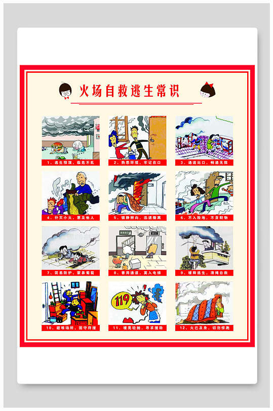 火灾自救逃生海报