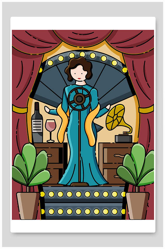 插画海报大上海百老汇插画