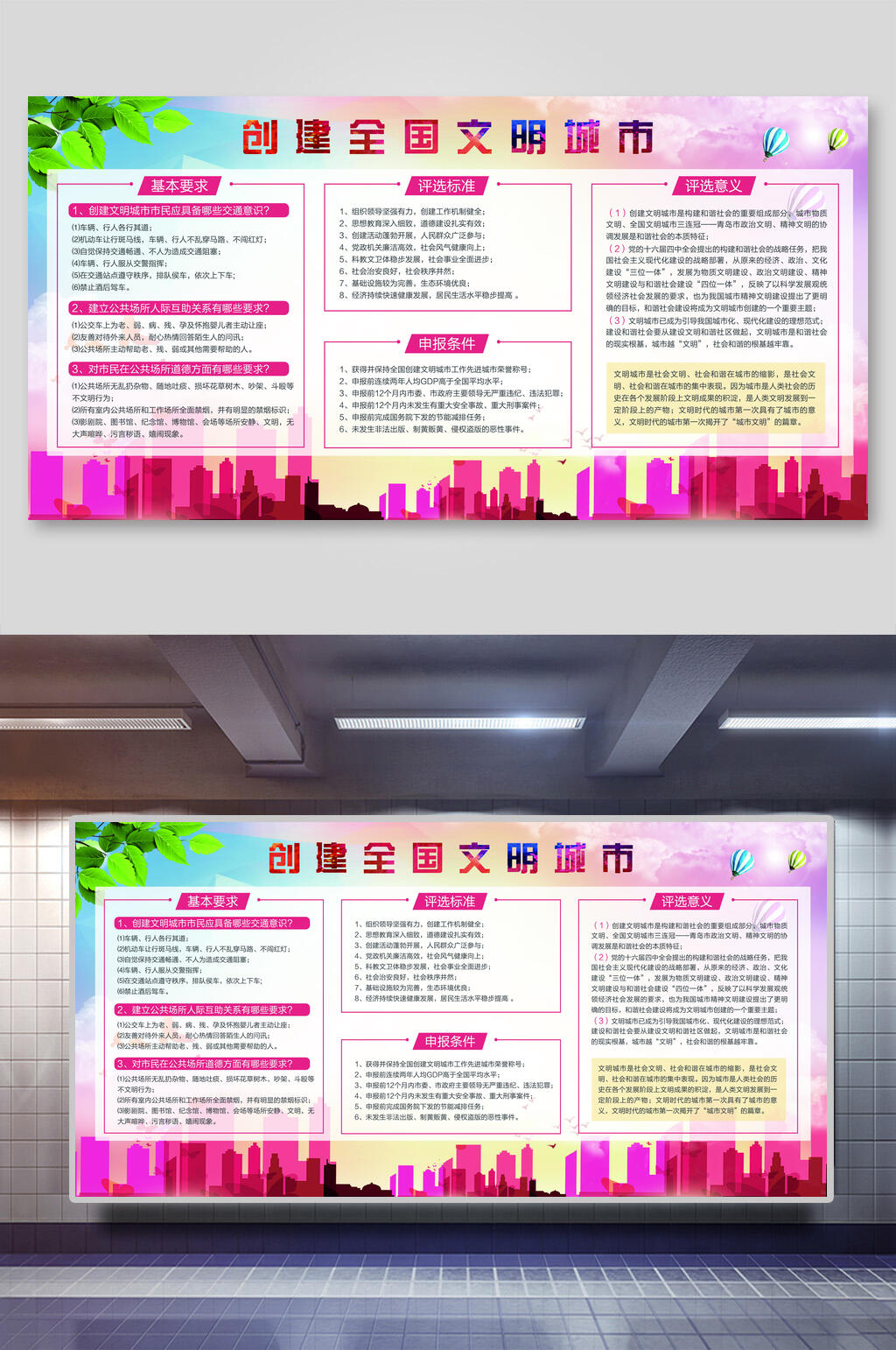 创建文明城市宣传展板素材