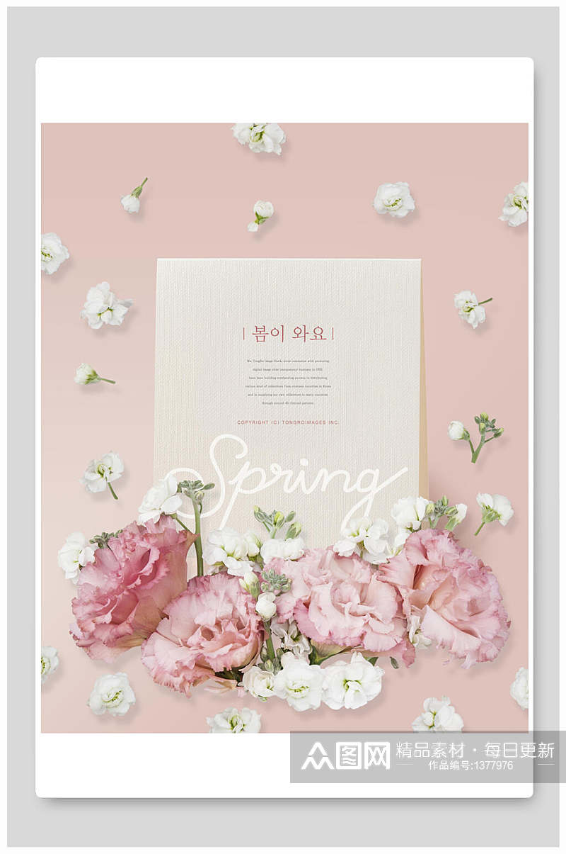 韩式海报粉色花朵信件海报素材