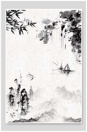 中式水墨山水画背景