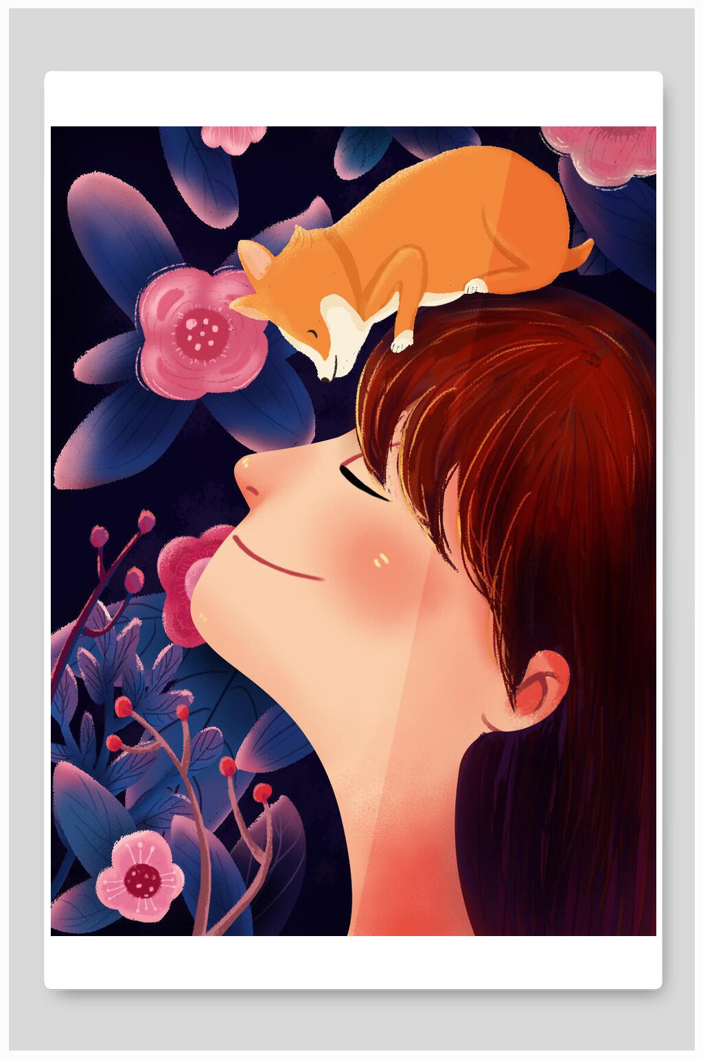狐狸少女插画设计素材